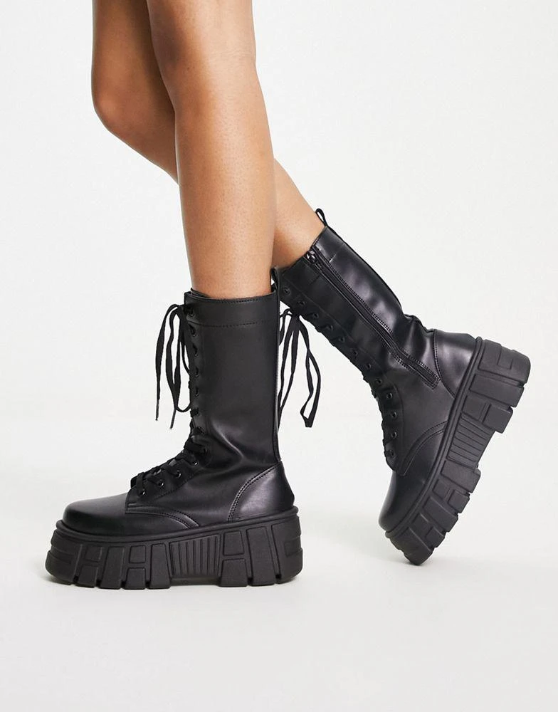 ASOS ASOS DESIGN Athens 3 chunky high lace up boots in black 4