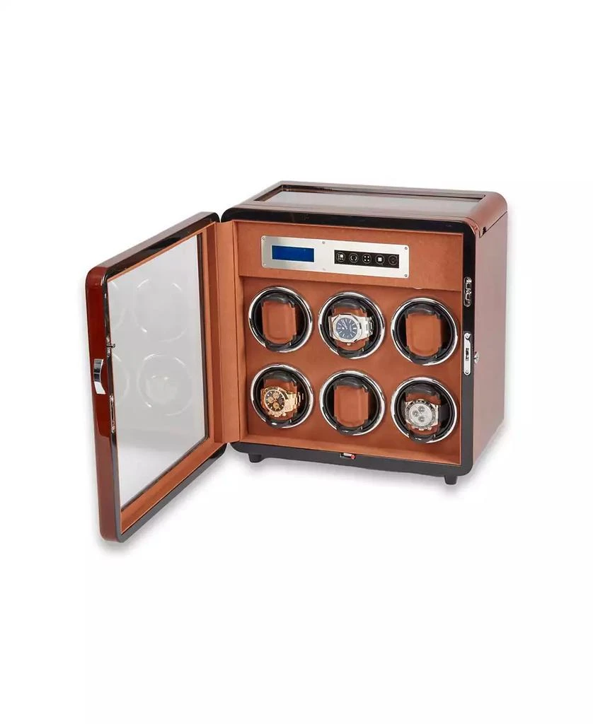 Bey-Berk Six Watch Winder and Four watch Storage Burlwood Finish 4