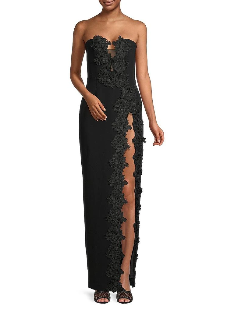 SAU LEE Florence Floral-Appliquéd Column Gown 2