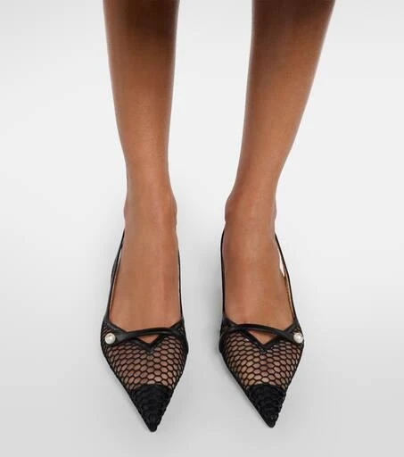Jimmy Choo Amita 45 leather-trimmed slingback pumps 4