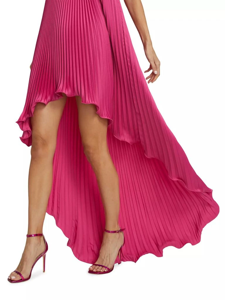 L'Idée Les Éléments Feminite Pleated Satin High-Low Strapless Dress 6