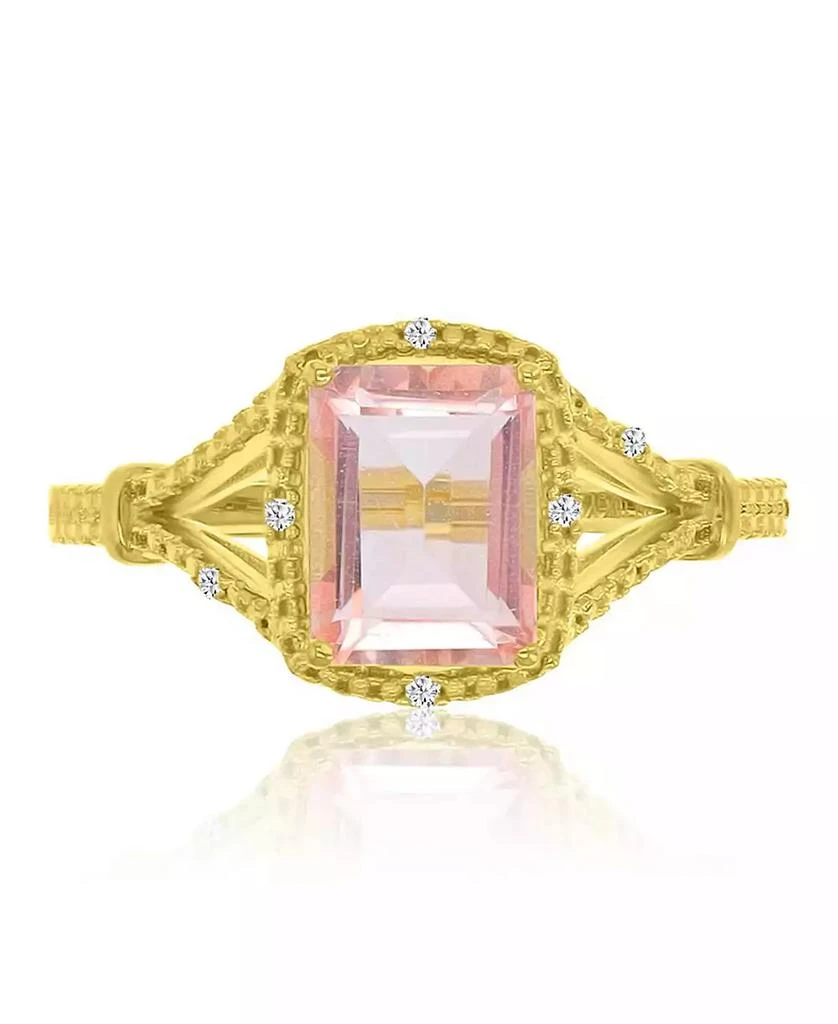 Macy
s Diamond (0.017 ct. t.w.) 
Morganite (1.55 ct. t.w.) Quartz Ring in 10k Yellow Gold