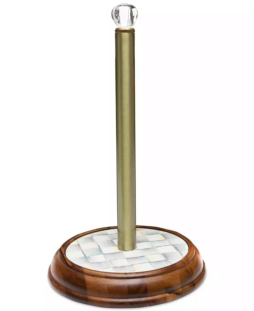 MacKenzie-Childs Sterling Check Wood Paper Towel Holder