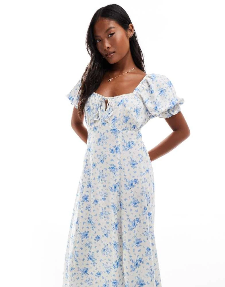 Miss Selfridge petite spun tea maxi dress in blue ditsy floral