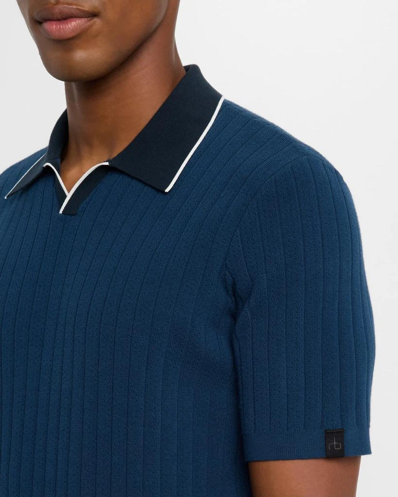 Rag & Bone Men's Sanford Ribbed Johnny Collar Polo Sweater 5
