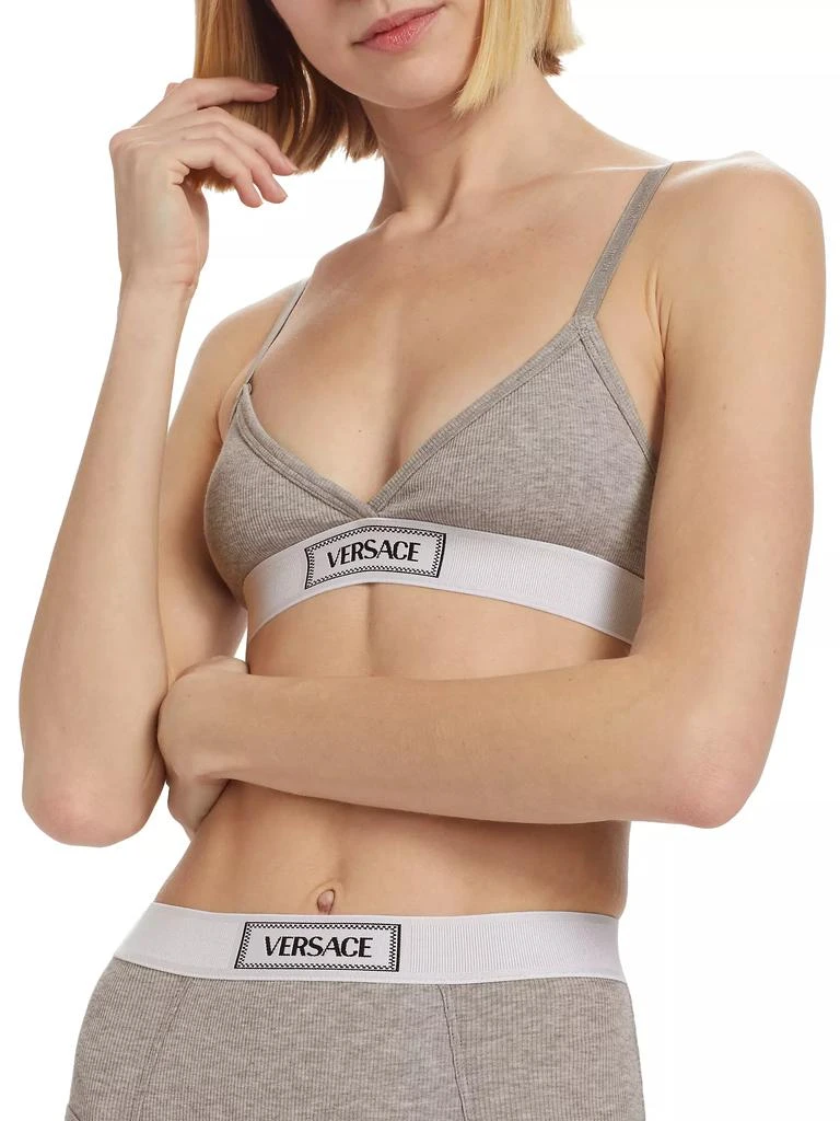 Versace Rib-Knit Logo Bralette 5