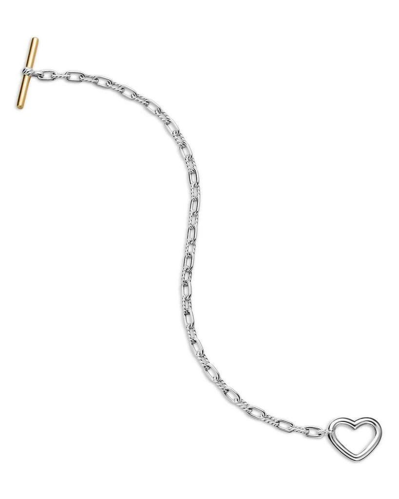 David Yurman DY Madison® Heart Toggle Chain Bracelet in Sterling Silver with 18K Yellow Gold, 3mm 3