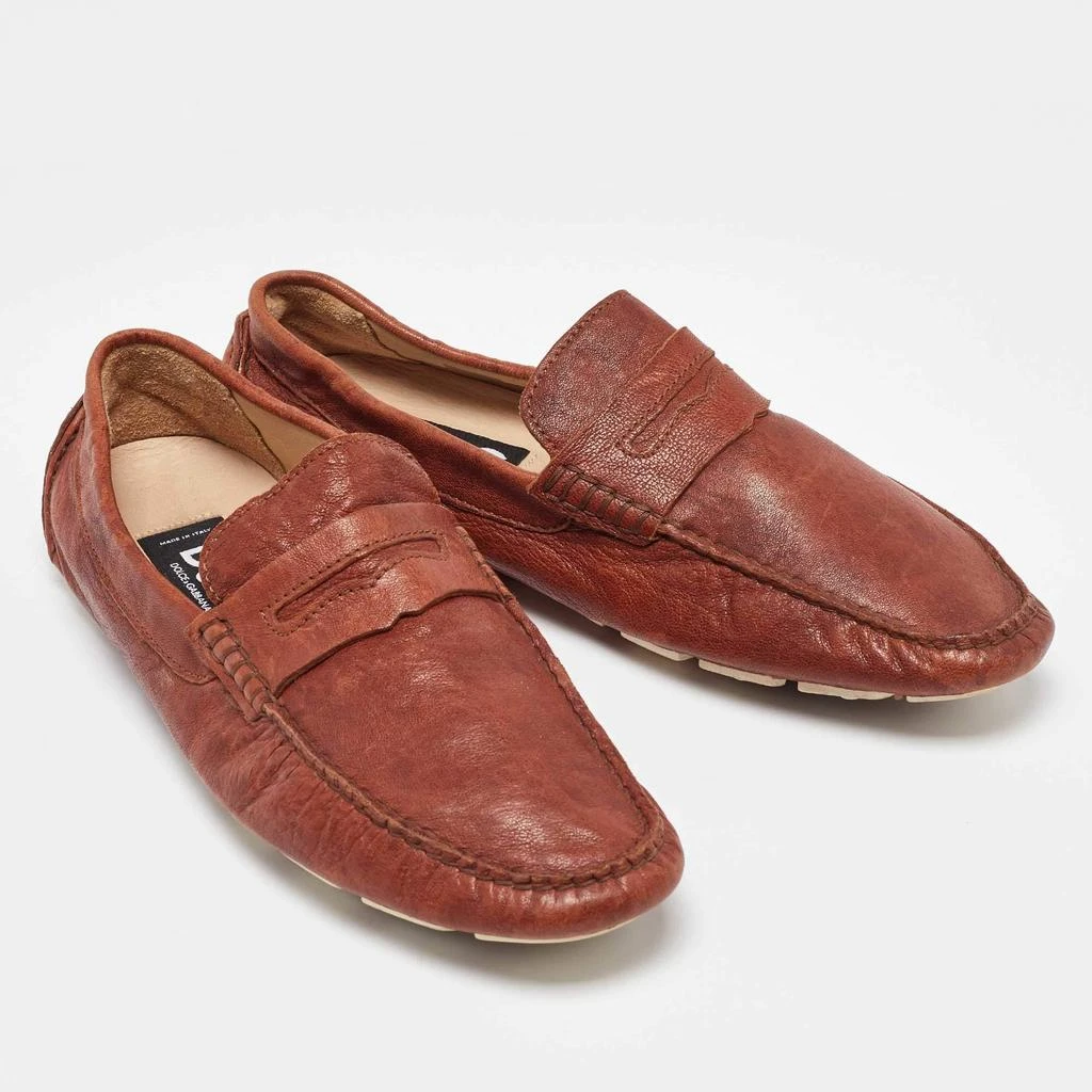 Dolce & Gabbana D&G Brown Leather Penny Slip On Loafers Size 42.5 4