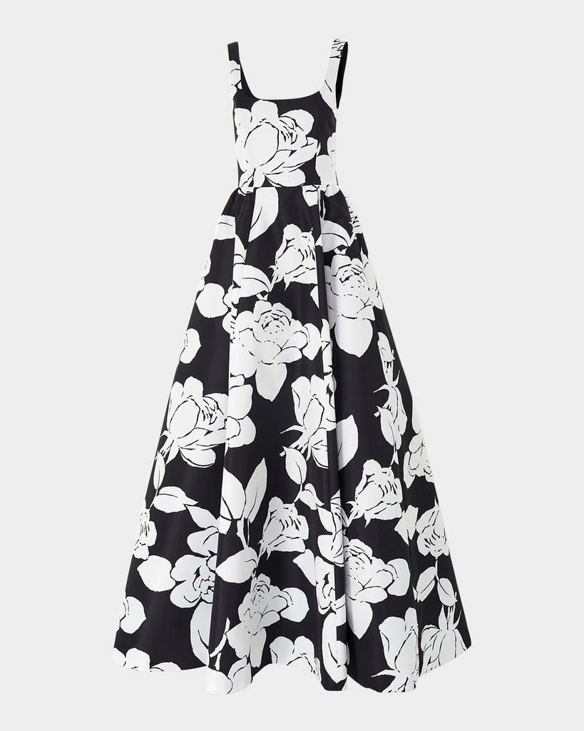 Carolina Herrera Square-Neck Flower Sleeveless Ball Gown 1