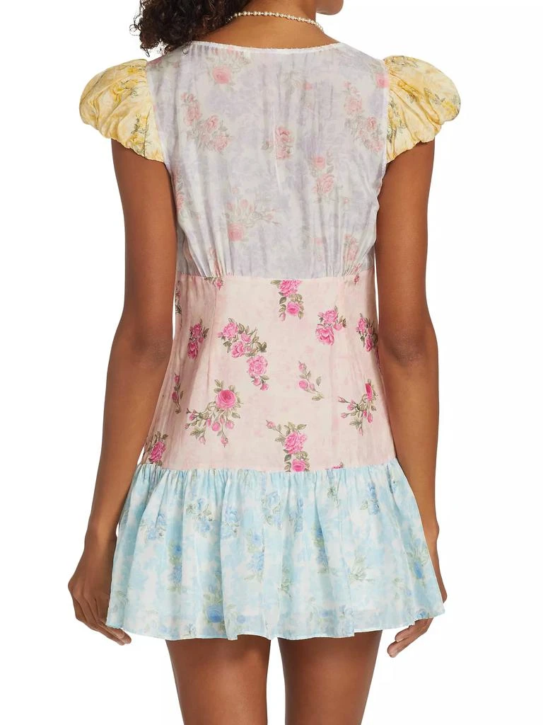 LOVESHACKFANCY Russ Patchwork Silk Minidress 5