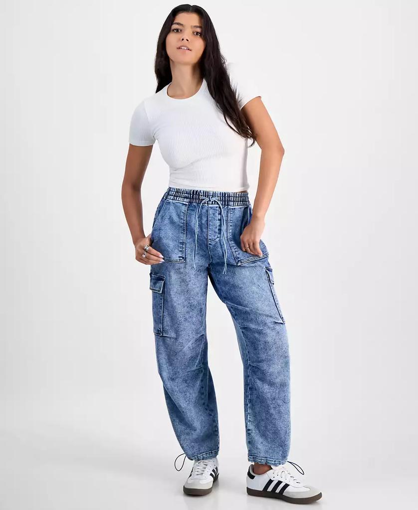 Vanilla Star Juniors' High-Rise Drawstring-Waist Cargo Pants