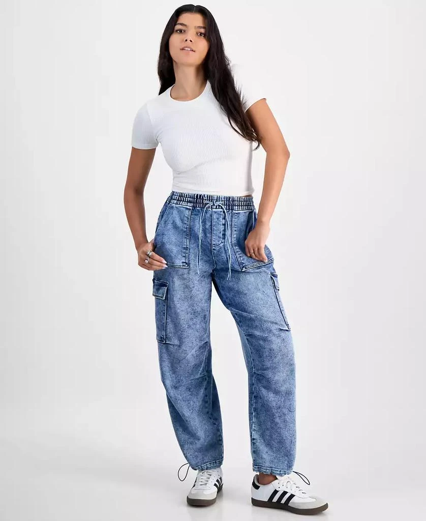 Vanilla Star Juniors' High-Rise Drawstring-Waist Cargo Pants 1