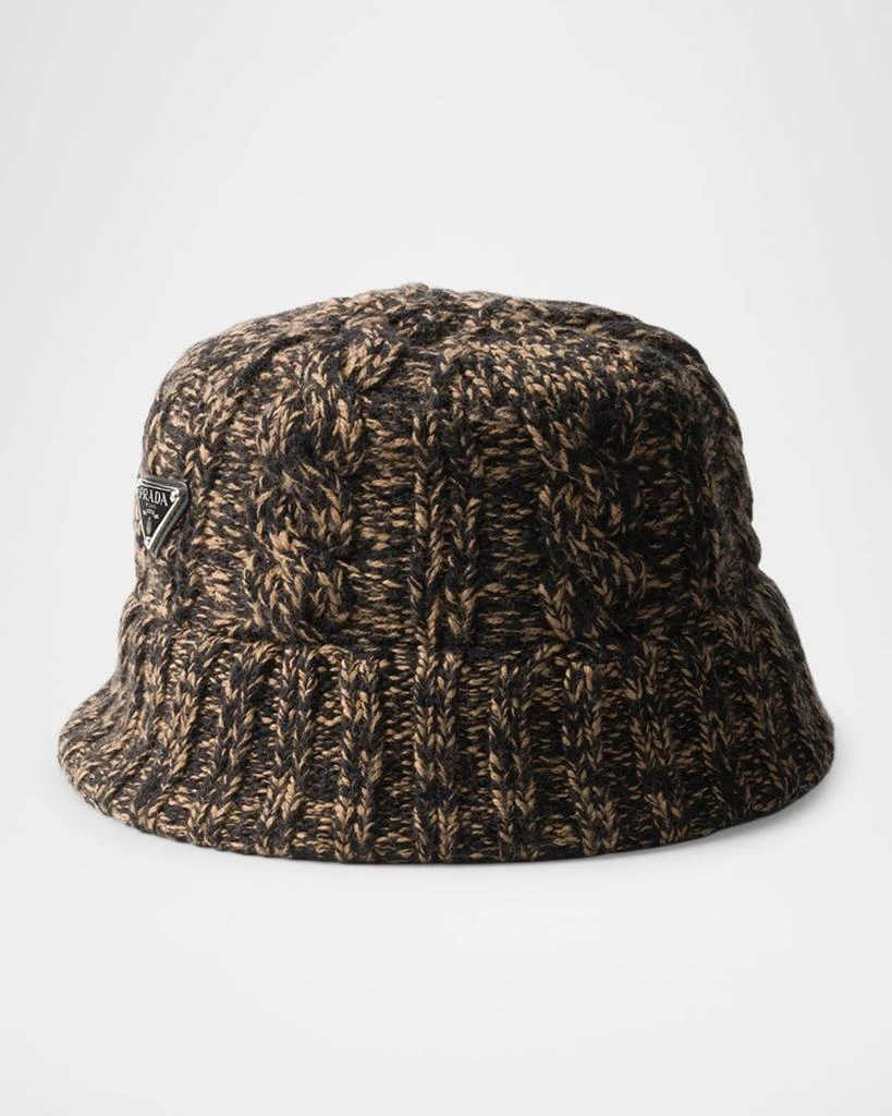 Prada Men's Melange Wool Cable-Knit  Bucket Hat 1