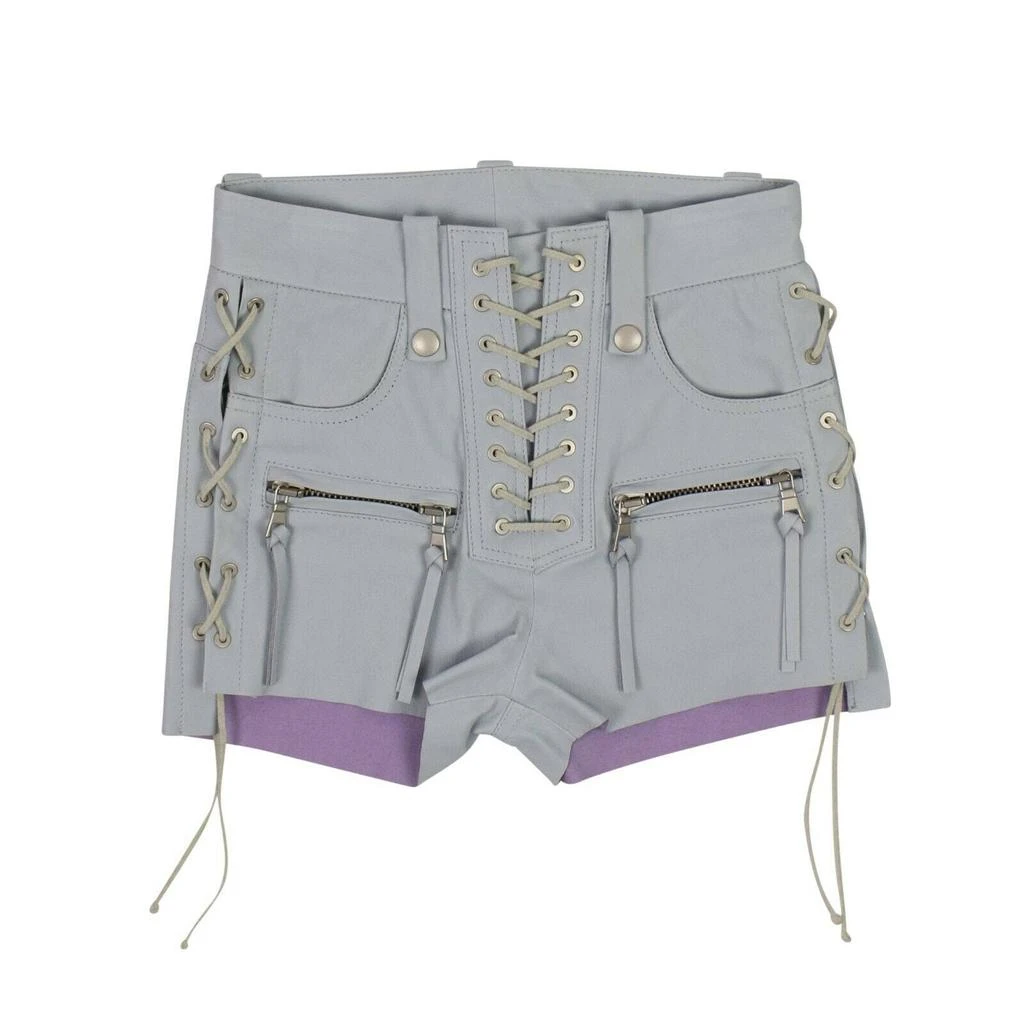 Unravel Project Light Leather Plonge Lace-Up Shorts - Gray 1