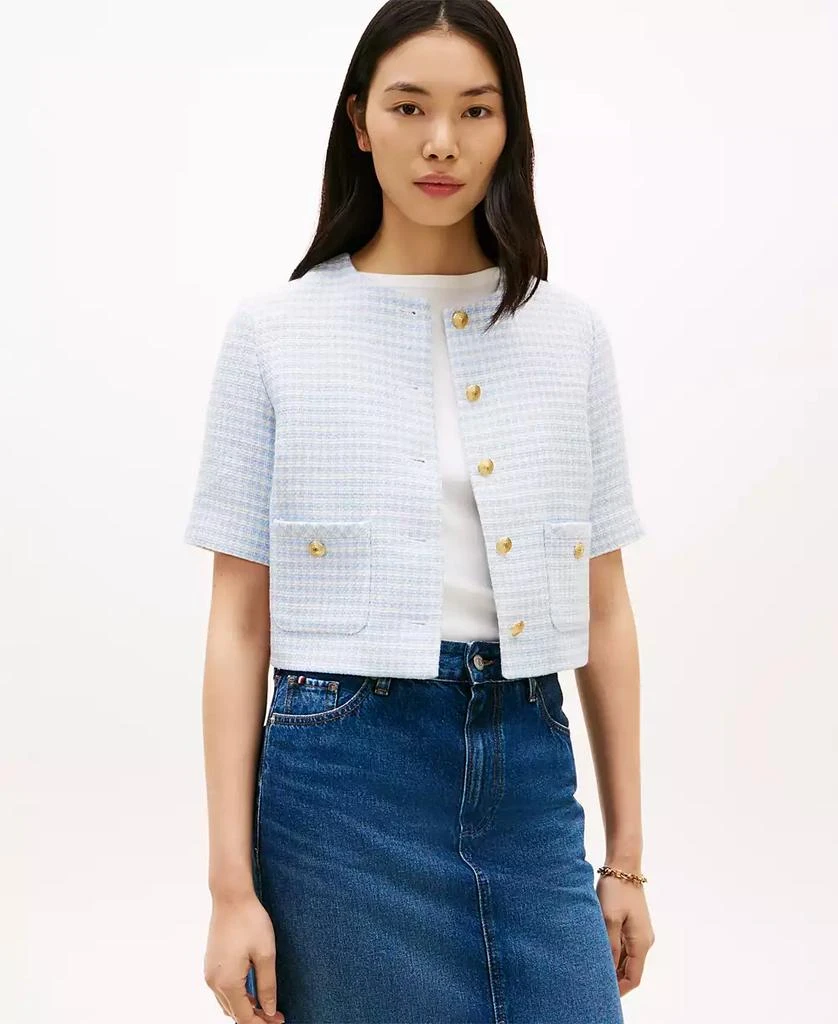 Tommy Hilfiger Women
s Crewneck Tweed Lady Jacket