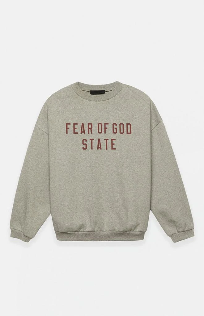 Essentials Dark Heather Oatmeal Fleece Crew Neck Sweatshirt 1