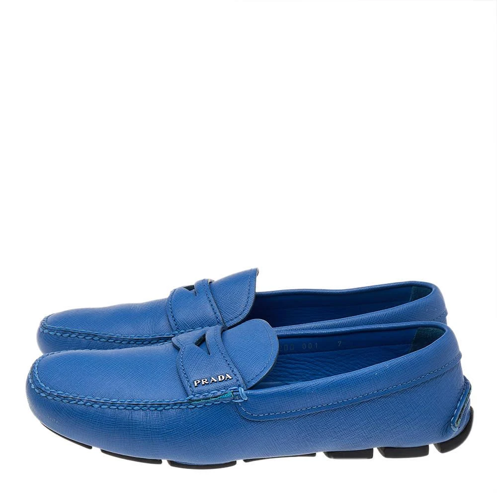 Prada blue leather loafers $1150 PRADA Saffiano man Leather Driving Loafers baltico  main image 4