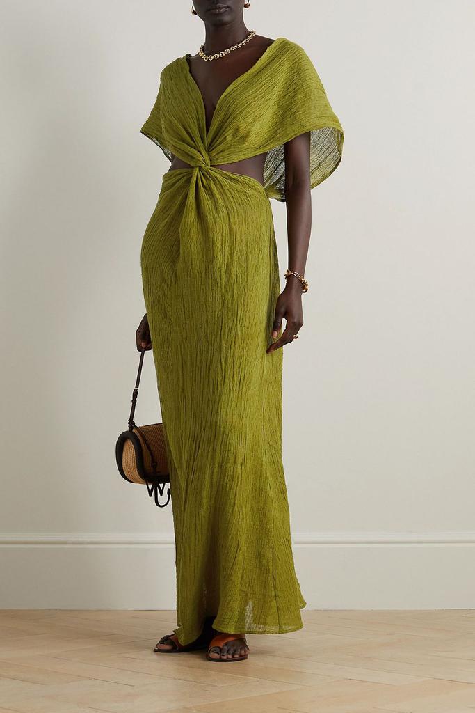 SAVANNAH MORROW Fiori twist-front cutout linen and cotton