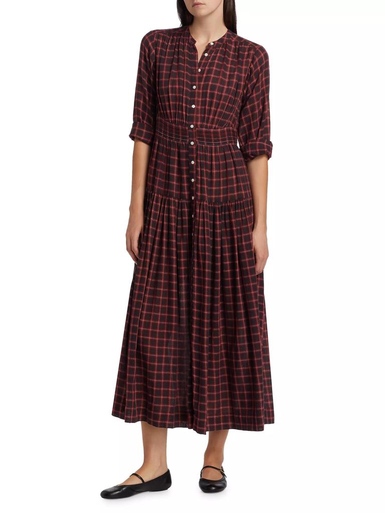 DÔEN Annika Plaid Cotton Midi-Dress