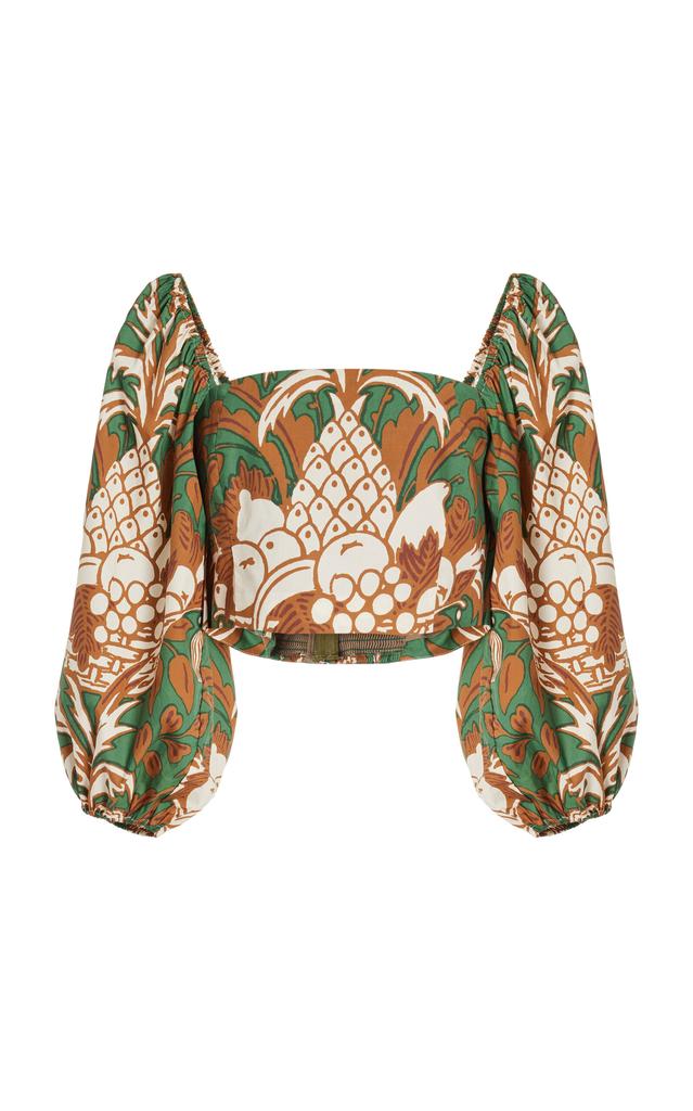 Cara Cara Cara Cara - Sagaponack Cropped Puff-Sleeve Cotton Top - Green - US 6 - Moda Operandi