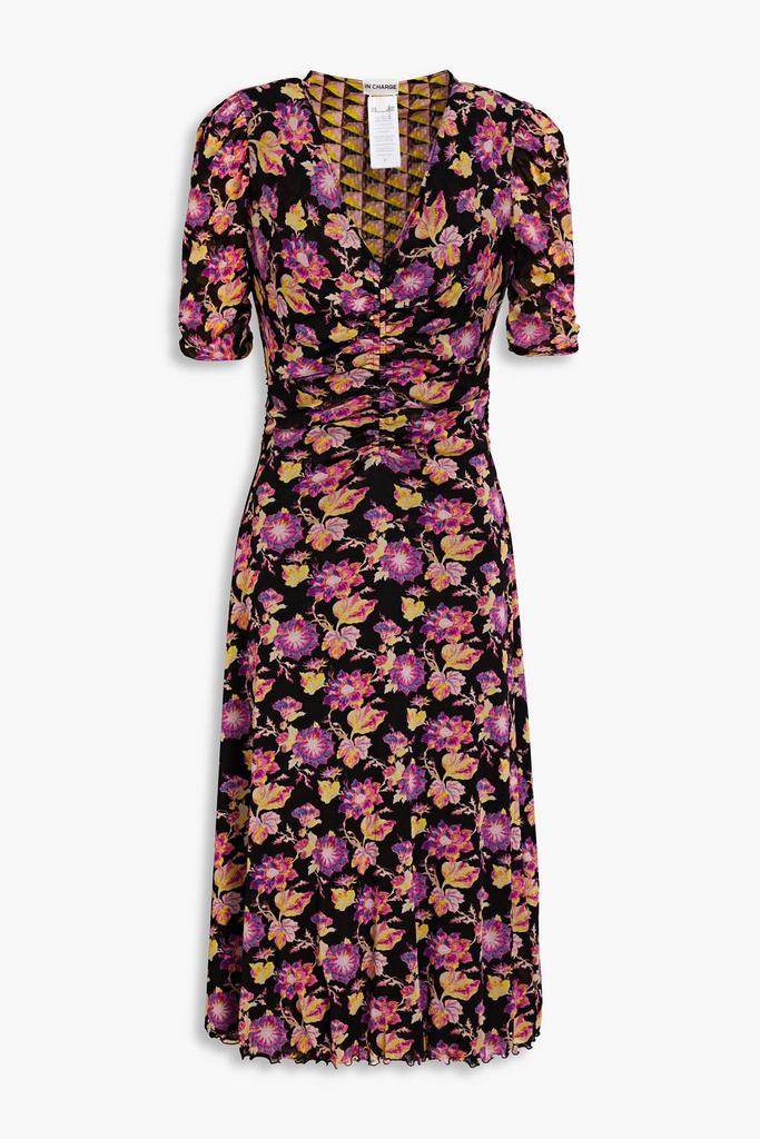 Diane von Furstenberg Koren ruched floral-print stretch-mesh midi dress