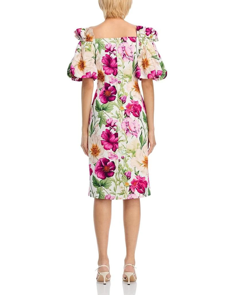 Teri Jon Off-the-Shoulder Cotton Floral Balloon Sleeve Dress 4