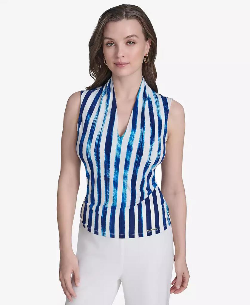 HALSTON Women's Striped Sleeveless Top