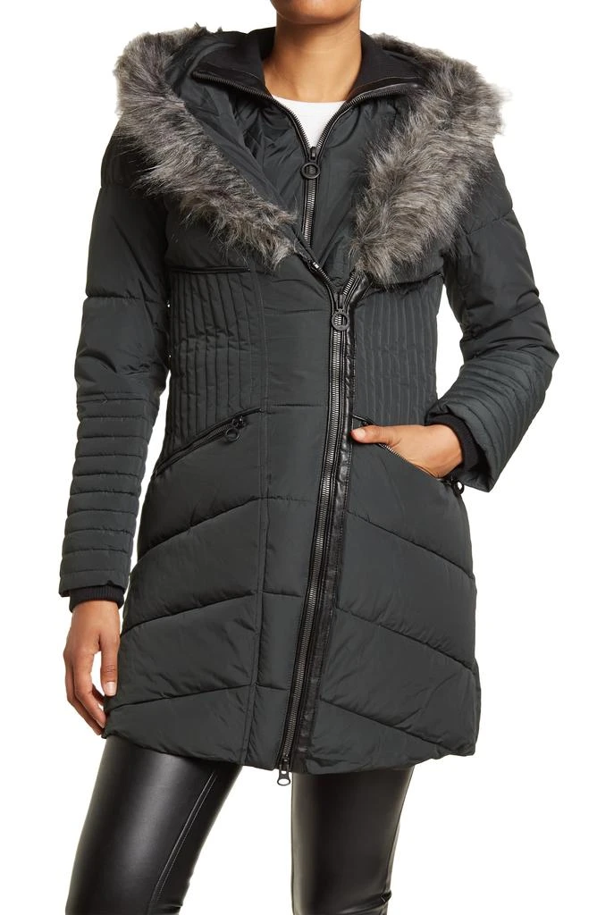 NOIZE Gigi Vegan Faux Fur Trim Quilted Parka 1