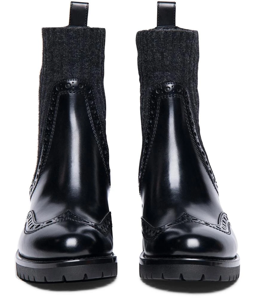 Santoni Leather low-heel brogue ankle boots 4