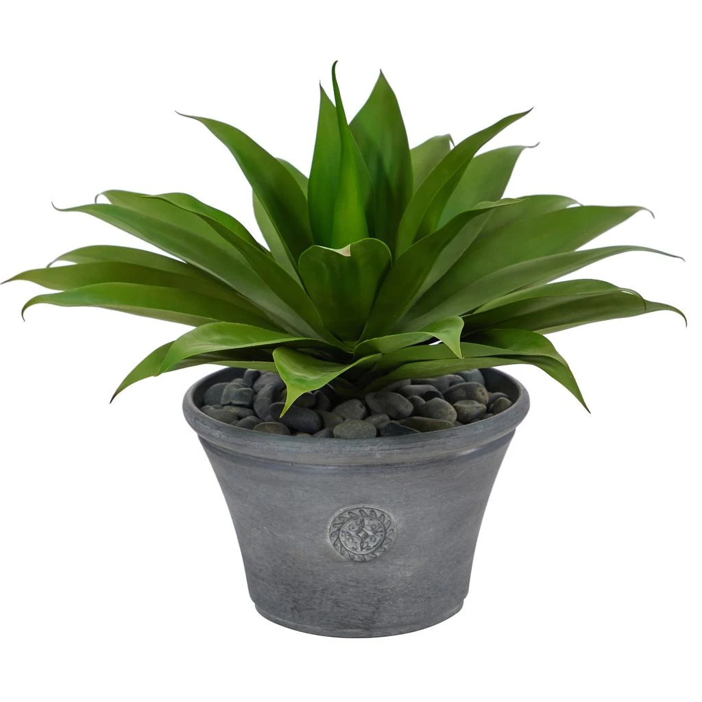 HomPlanti Agave Succulent Artificial Plant in Gray Planter 22" 1