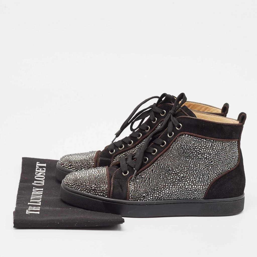 Christian Louboutin Christian Louboutin Black Suede Crystal Embellished Louis High Top Sneakers Size 39 9