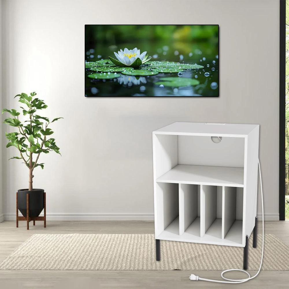 Hivvago Turntable Stand with Vinyl Record Storage and Built-in Charging Ports 6