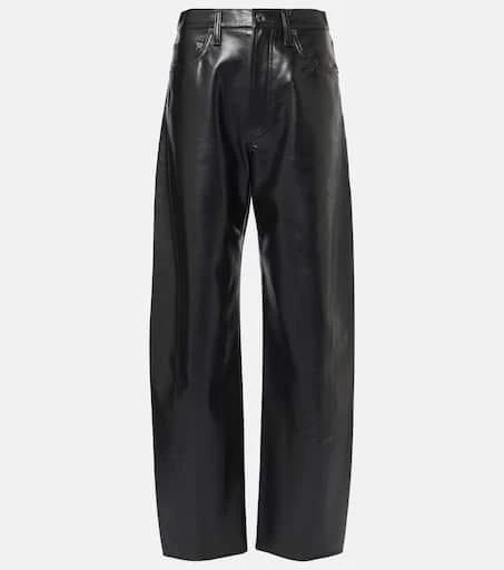 AGOLDE Luna high-rise leather-blend barrel-leg jeans 1