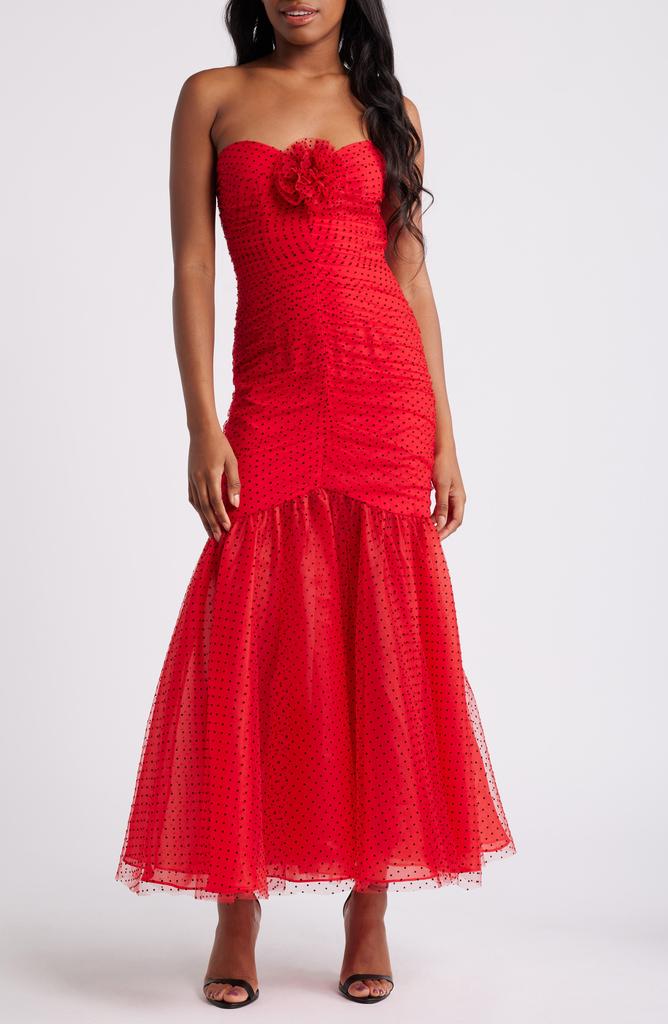 SAYLOR Katherine Swiss Dot Strapless Cocktail Dress