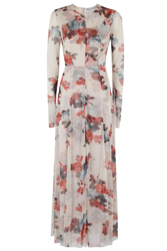 PHILOSOPHY di LORENZO SERAFINI Beige Floral Tulle Maxi Dress