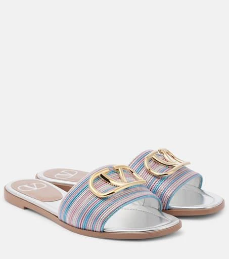 Valentino VLogo metallic leather slides 1
