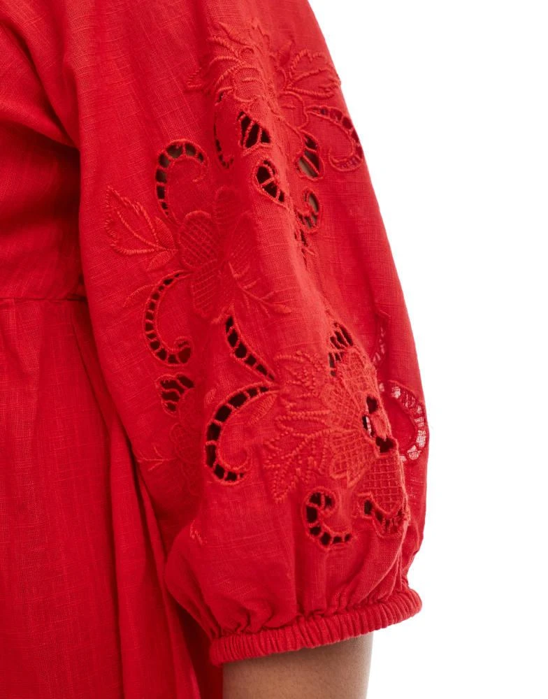Shop New Look Curve broderie sleeve smock mini dress in red on Sale at  BeyondStyle  Get 24% Off New Look Curve broderie sleeve smock mini dress  in red with Limited-Time Flash