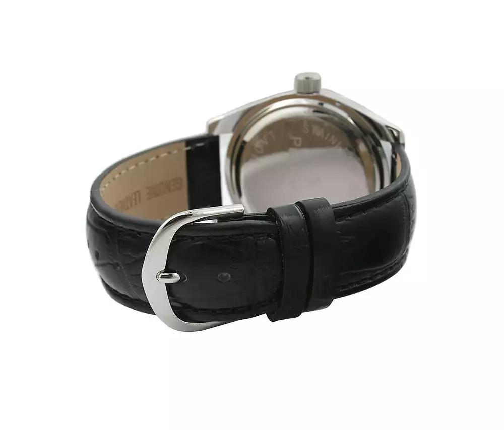 Peugeot Women's Black Watch 40mm Bold Crystal Bezel Leather Strap