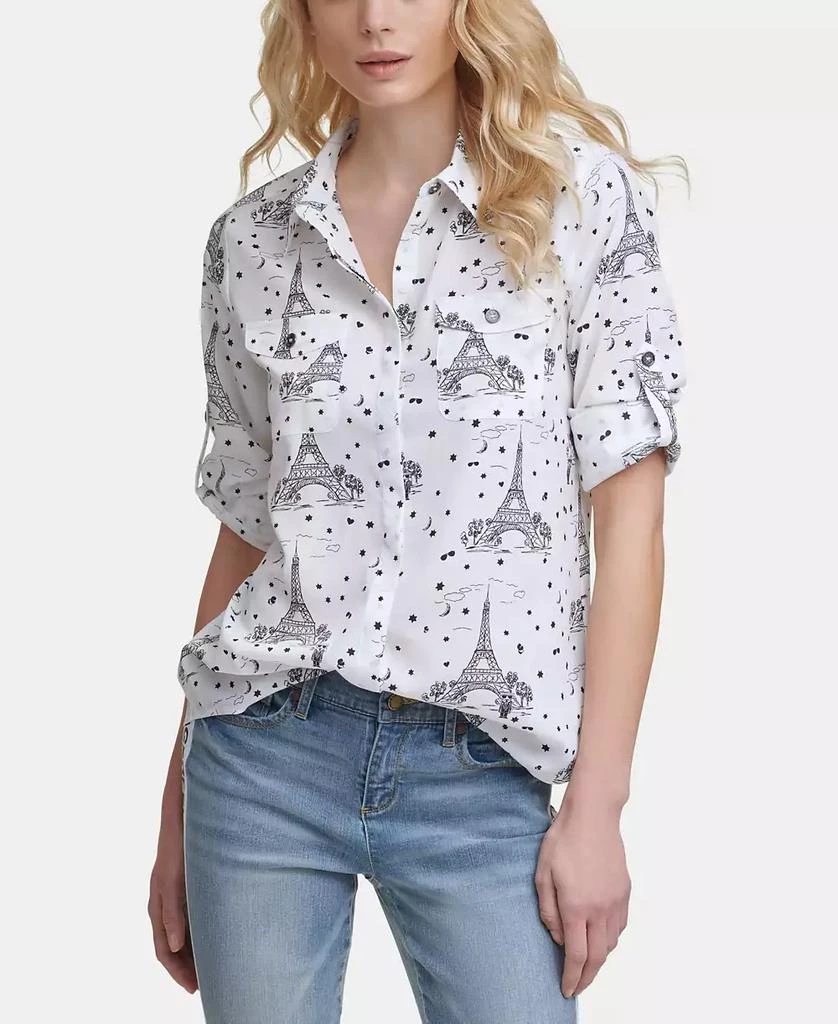 Karl Lagerfeld Paris Women's Printed Whimsical Long Sleeve Top 1