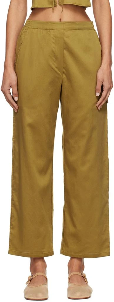 LESET Khaki Yoko Crop Painter Lounge Pants 1