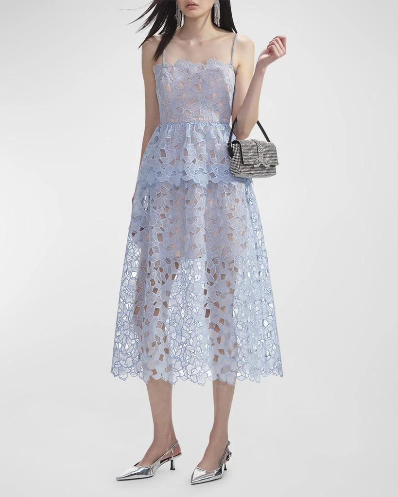 Self Portrait Organza Lace Tiered Midi Dress 4