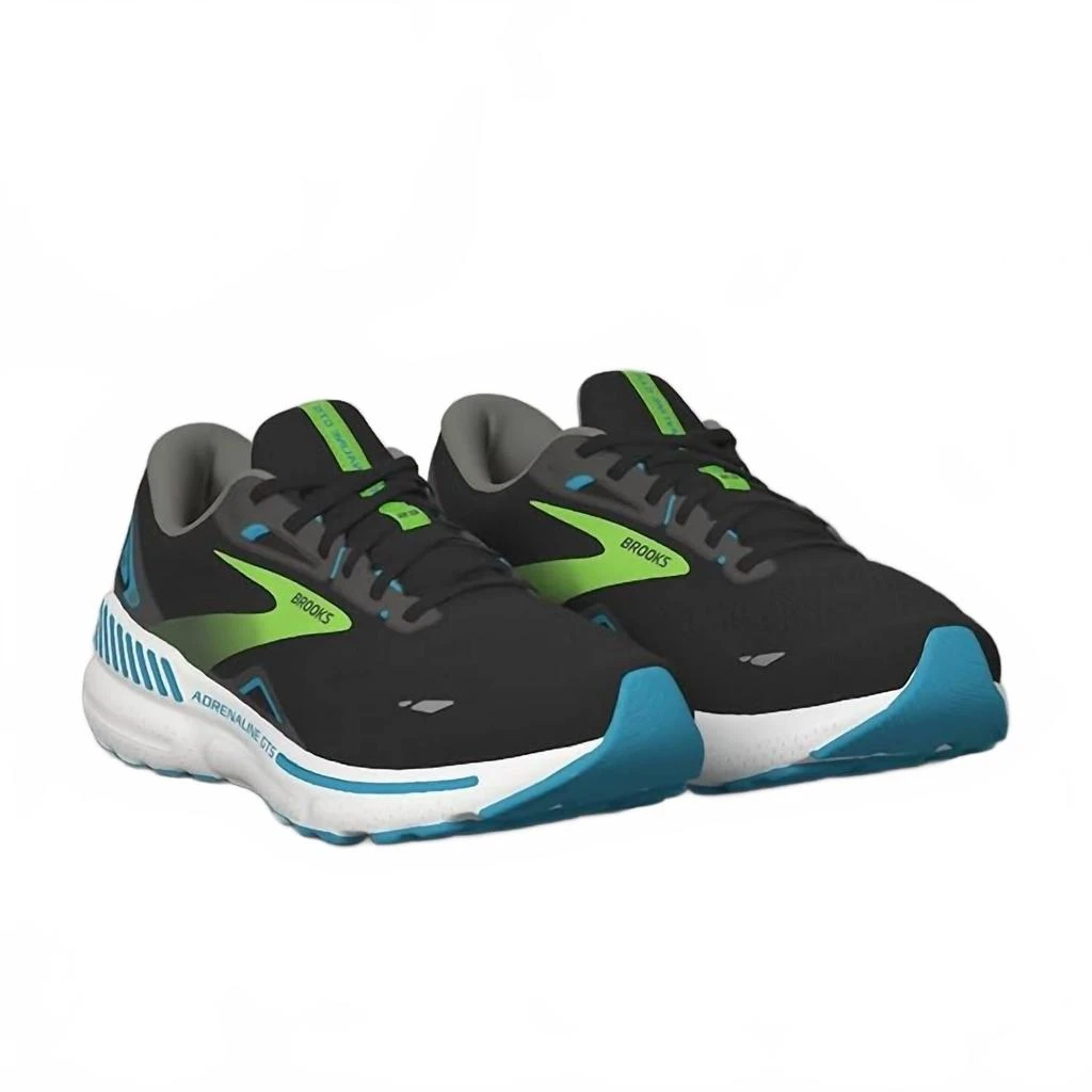 Brooks Men's Adrenaline Gts 23 Supportive Running Shoes In Black/hawaiian Ocean/green 1