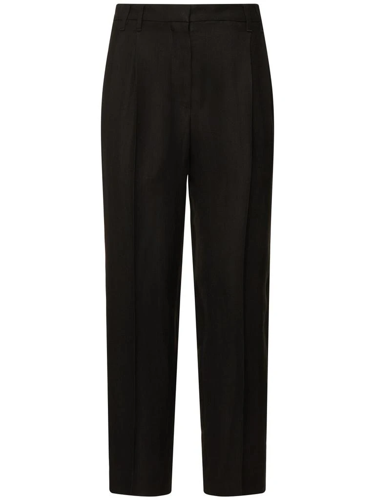 Brunello Cucinelli Fluid Linen Blend Twill Cropped Pants 1