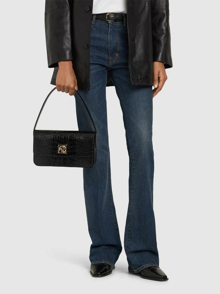 ANINE BING Elly Croc Embossed Leather Shoulder Bag 1