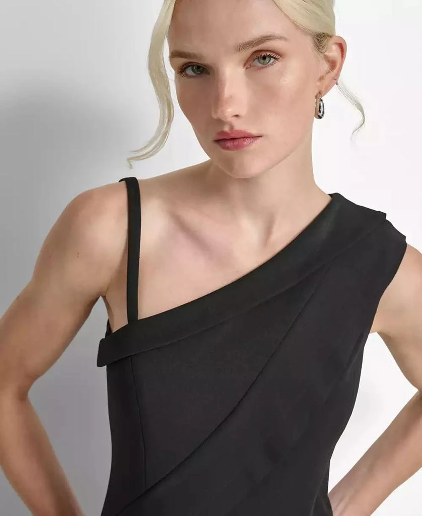 DKNY Women's One-Shoulder Side-Slit Ruffle Gown 6
