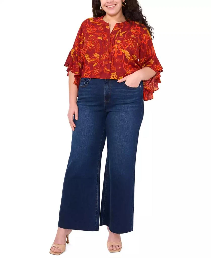 Vince Camuto Plus Size Split-Neck Ruffle-Cuff Blouse 3
