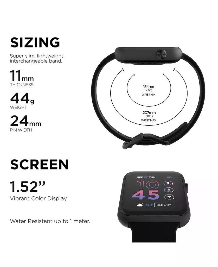 iTouch Air 4 Unisex Black Silicone Strap Smartwatch 2