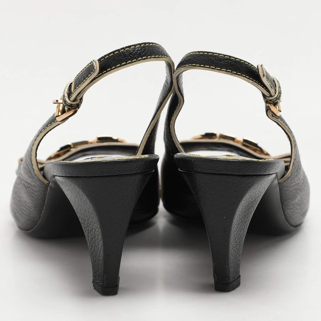 Louis Vuitton Louis Vuitton Black Leather Slide Sandals Size 38 5