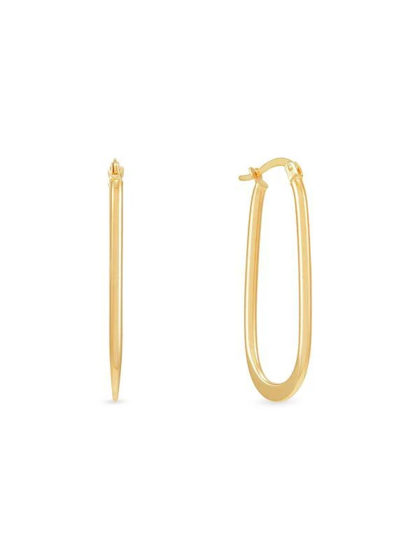 Saks Fifth Avenue 14K Yellow Gold Oval Hoop Earrings 3