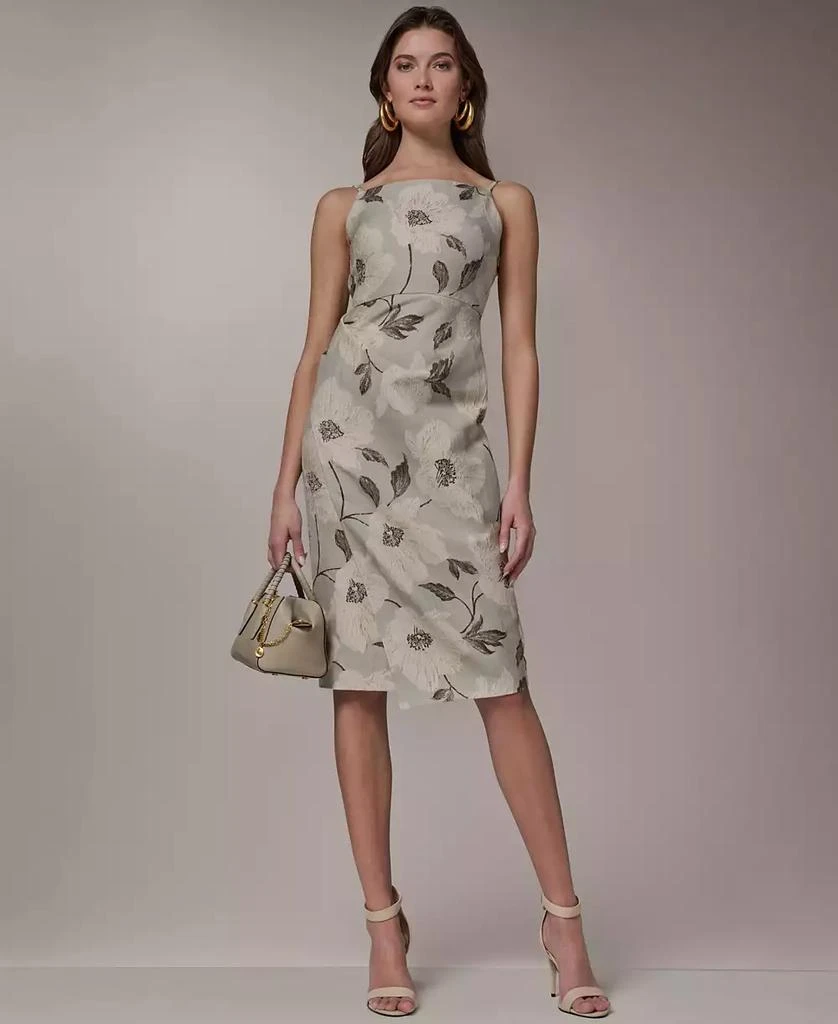 Donna Karan Women
s Square Neck Faux Wrap Sheath Dress